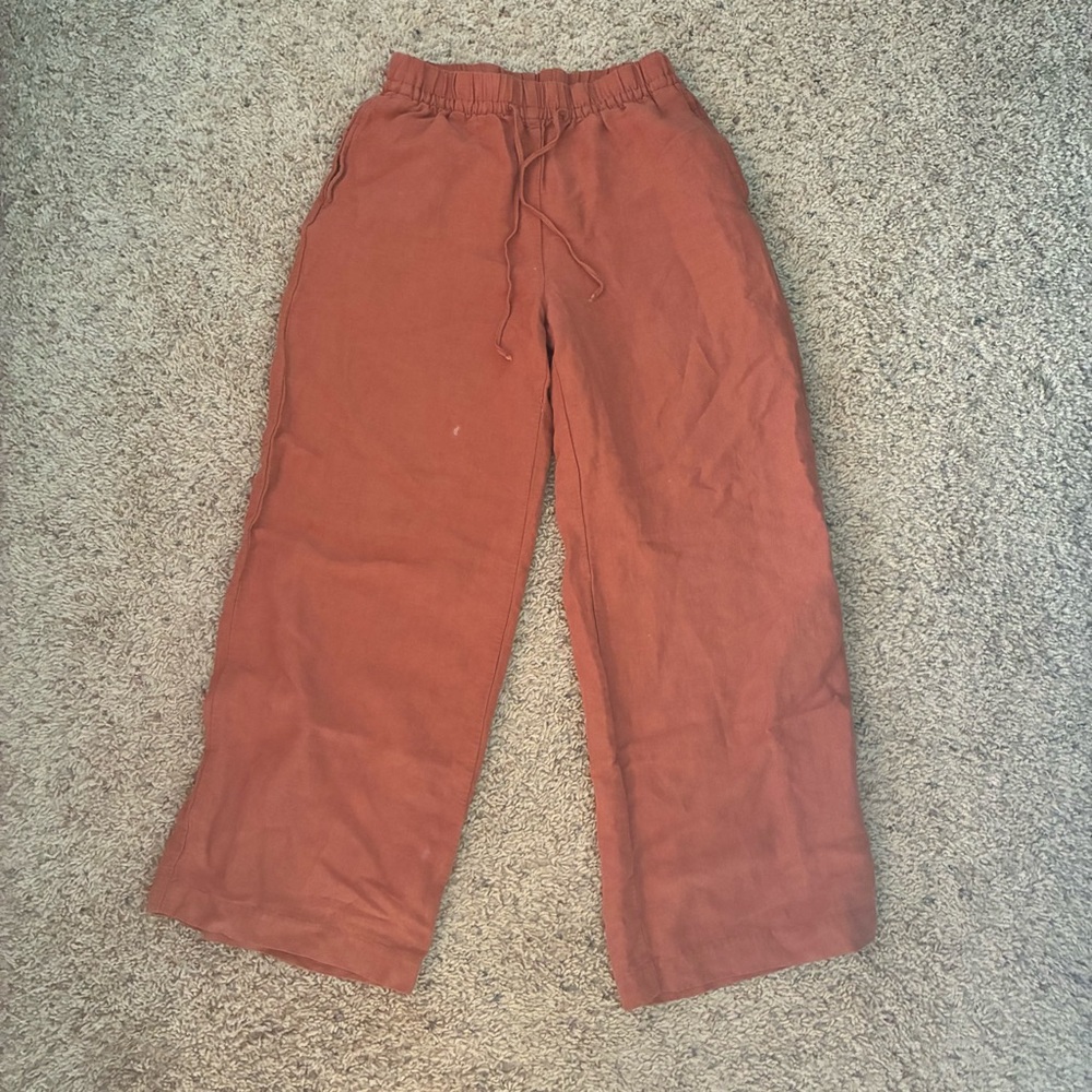 H&M Rust Orange Elastic-Waist Pants